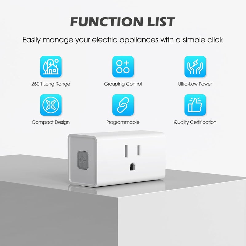 SURNICE Remote Control Outlet 15A Wireless Light Switch for Household Appliances, 260 FT Range, Electrical Outlet Switch, FCC Certified, ETL Listed, 4 Outlets + 1 Remote - Image 3